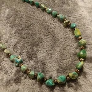21" Turquoise stone and copper metal bead necklace